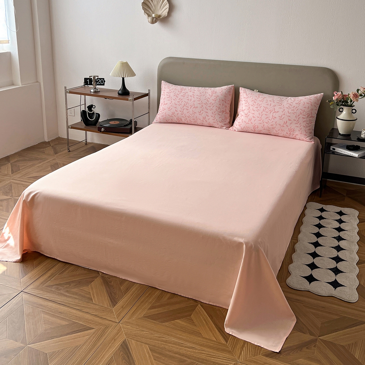 91家纺网 家纺一手货源 找家纺 锦彩家居 2026新款全棉色织三层大提花四件套-花漫辞系列（提供买家秀） 罗蔓-粉