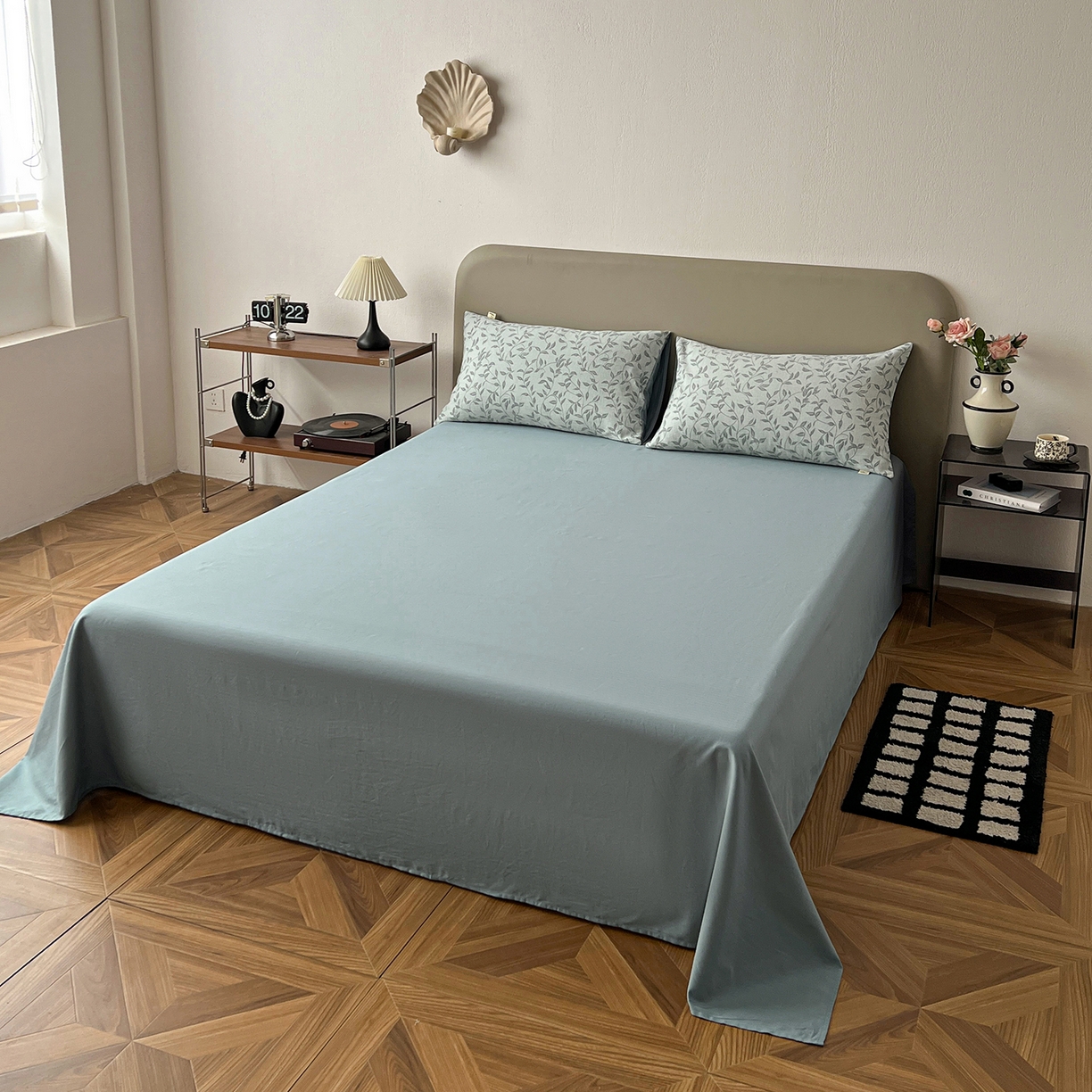 91家纺网 家纺一手货源 找家纺 锦彩家居 2026新款全棉色织三层大提花四件套-花漫辞系列（提供买家秀） 罗蔓-蓝