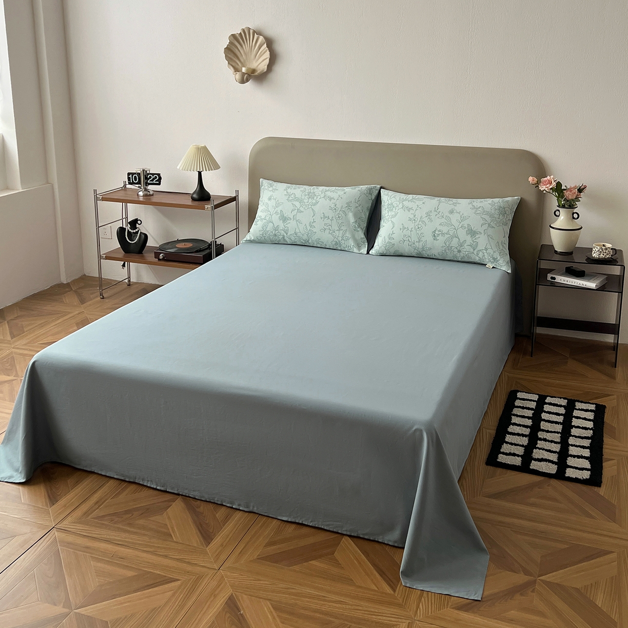 91家纺网 家纺一手货源 找家纺 锦彩家居 2026新款全棉色织三层大提花四件套-花漫辞系列（提供买家秀） 繁花-蓝