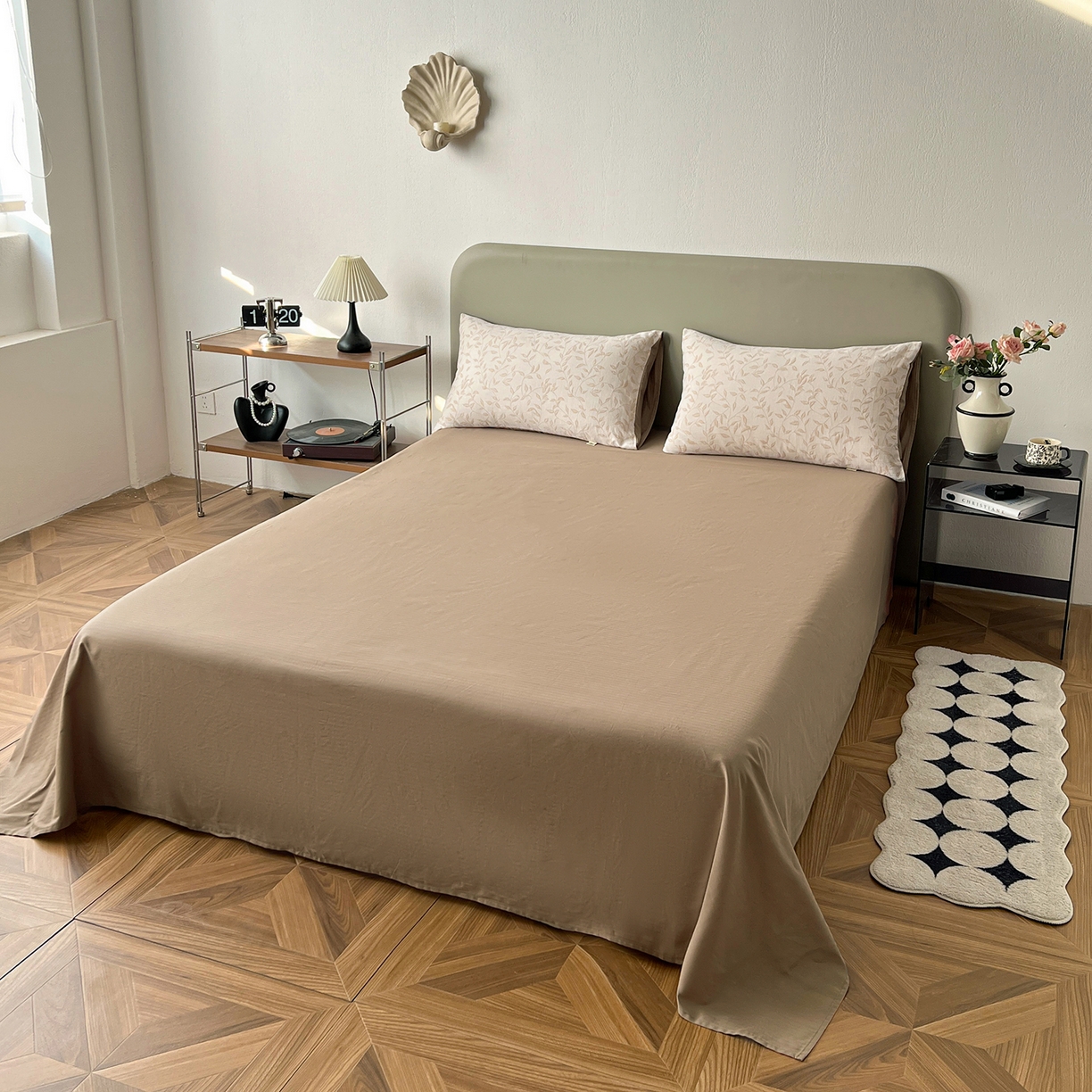 91家纺网 家纺一手货源 找家纺 锦彩家居 2026新款全棉色织三层大提花四件套-花漫辞系列（提供买家秀） 罗蔓-咖