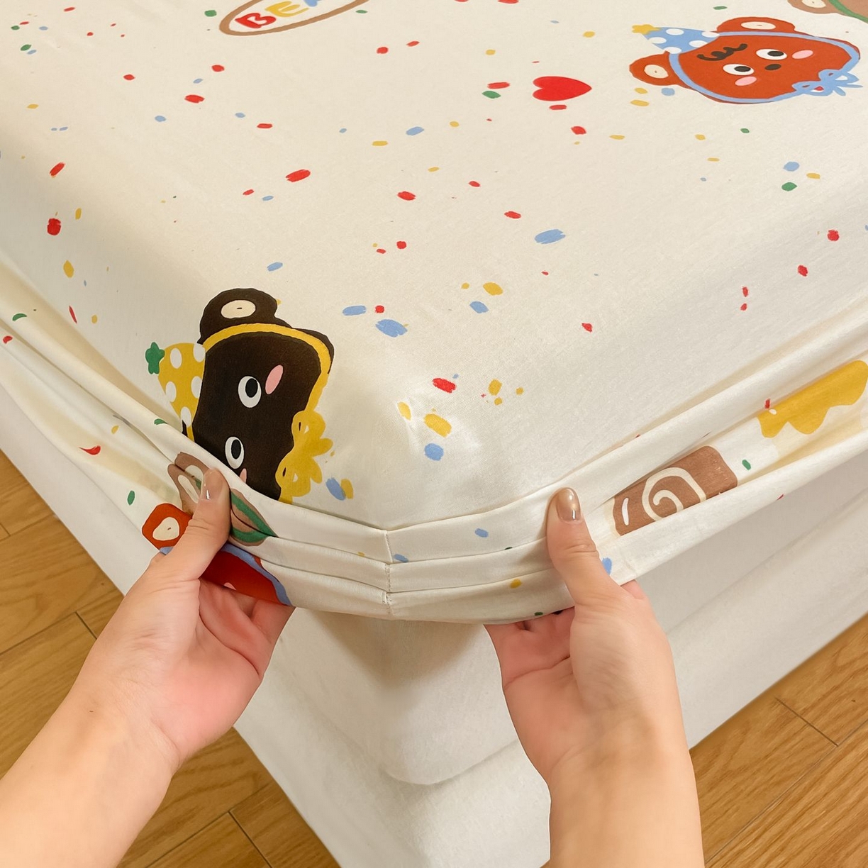 91家纺网 家纺一手货源 找家纺 寻米 2026新款春夏全棉13070印花四件套单品系列-单被套 快乐熊仔