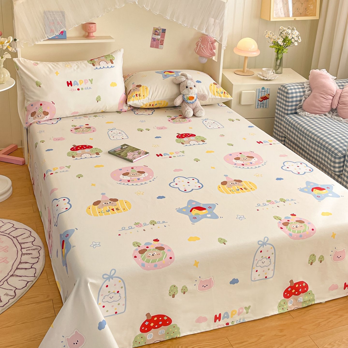 91家纺网 家纺一手货源 找家纺 寻米 2026新款春夏全棉13070印花四件套单品系列-单被套 香草泡芙