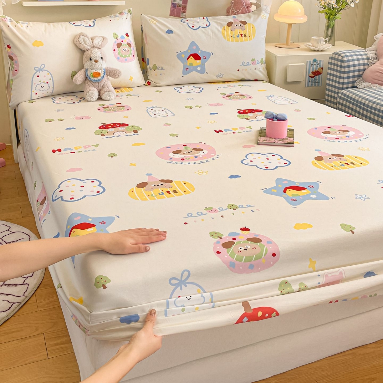 91家纺网 家纺一手货源 找家纺 寻米 2026新款春夏全棉13070印花四件套单品系列-单被套 香草泡芙