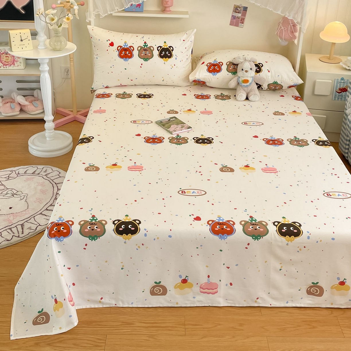 91家纺网 家纺一手货源 找家纺 寻米 2026新款春夏全棉13070印花四件套单品系列-单被套 快乐熊仔