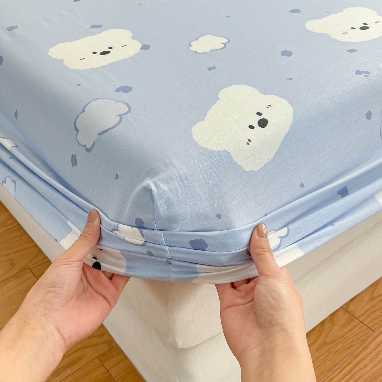 91家纺网 家纺一手货源 找家纺 寻米 2026新款春夏全棉13070印花四件套单品系列-单被套 云朵小熊