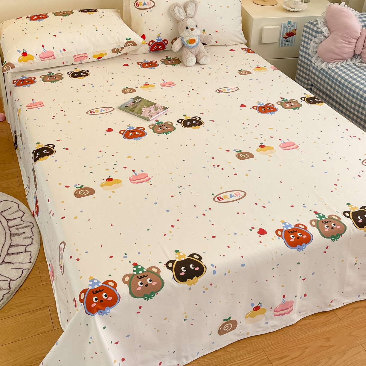 91家纺网 家纺一手货源 找家纺 寻米 2026新款春夏全棉13070印花四件套单品系列-单被套 快乐熊仔