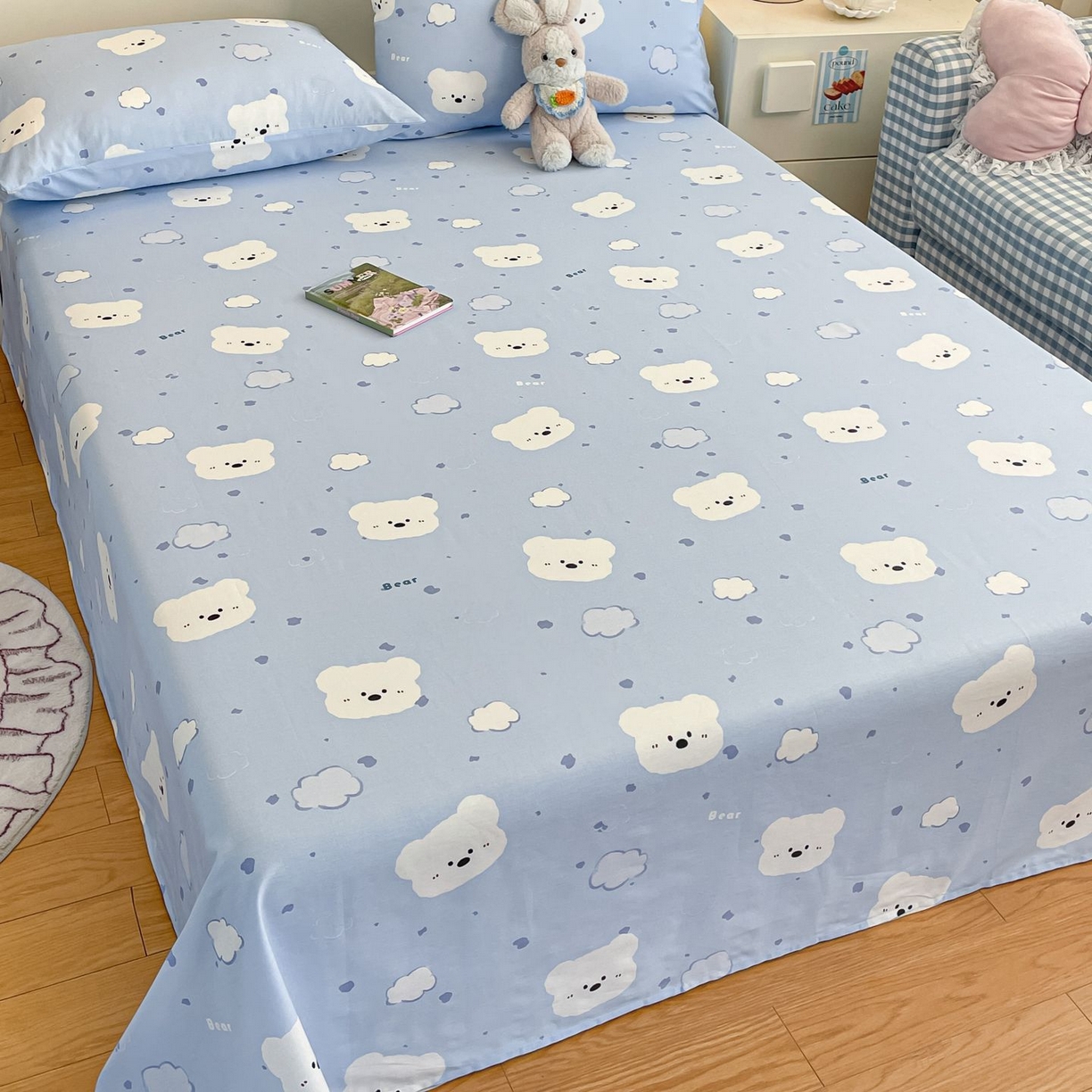 91家纺网 家纺一手货源 找家纺 寻米 2026新款春夏全棉13070印花四件套单品系列-单被套 云朵小熊