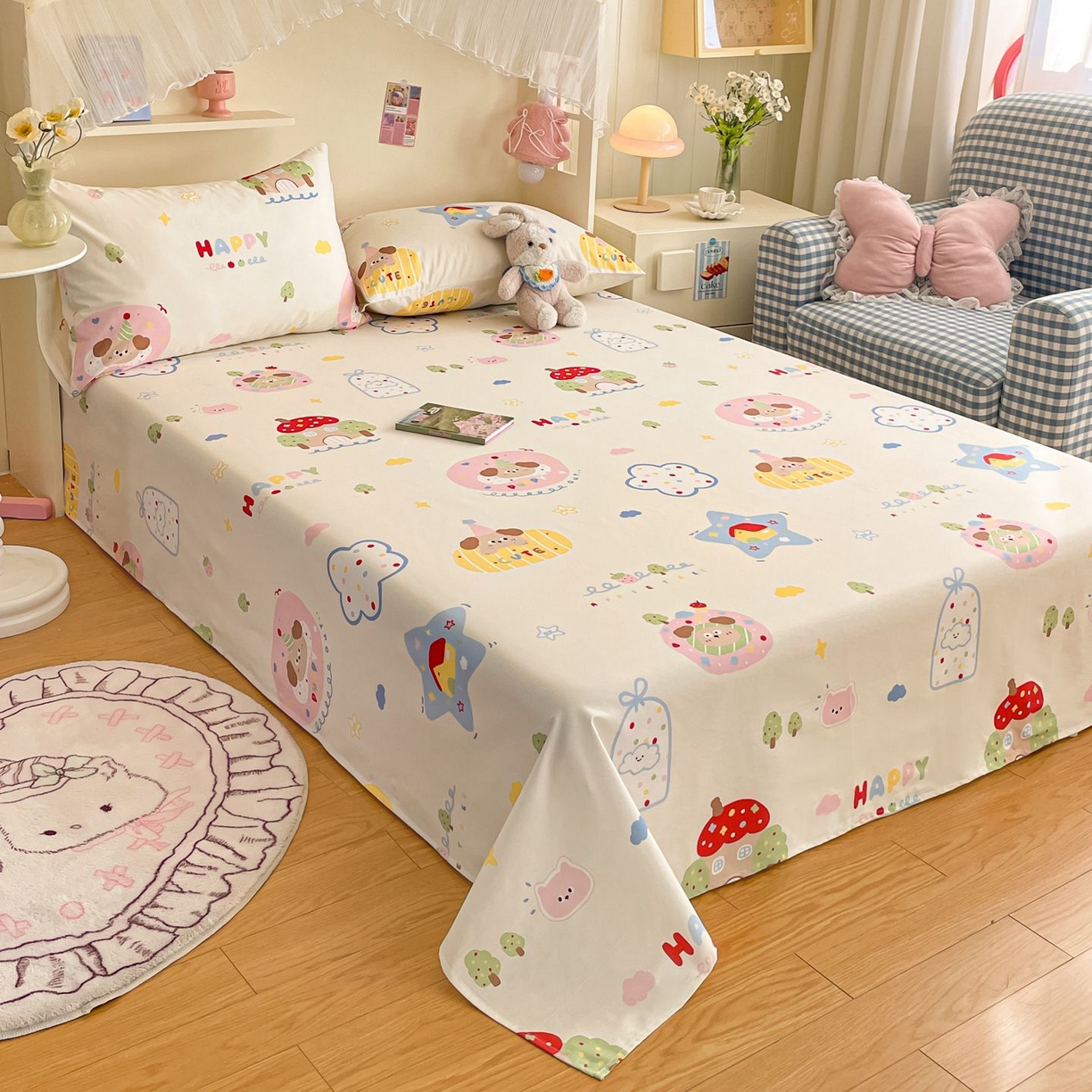 91家纺网 家纺一手货源 找家纺 寻米 2026新款春夏全棉13070印花四件套单品系列-单被套 香草泡芙