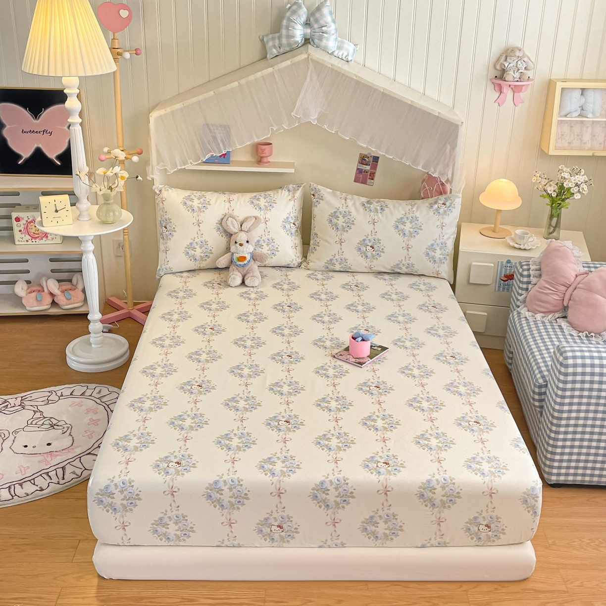 91家纺网 家纺一手货源 找家纺 寻米 2026新款春夏全棉13070印花四件套单品系列-单被套 花园凯蒂