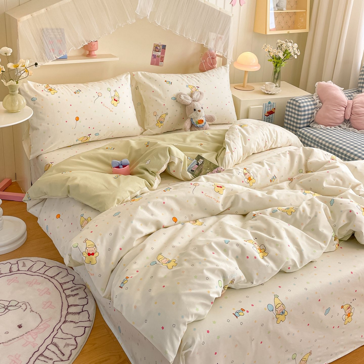 91家纺网 家纺一手货源 找家纺 寻米 2026新款春夏全棉13070印花四件套单品系列-单被套 星星小熊