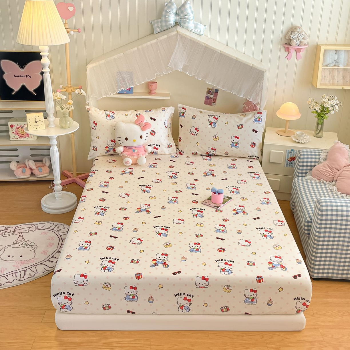 91家纺网 家纺一手货源 找家纺 寻米 2026新款春夏全棉13070印花四件套单品系列-单被套 快乐小喵