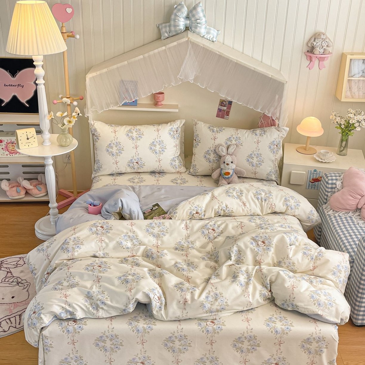 91家纺网 家纺一手货源 找家纺 寻米 2026新款春夏全棉13070印花四件套单品系列-单被套 花园凯蒂