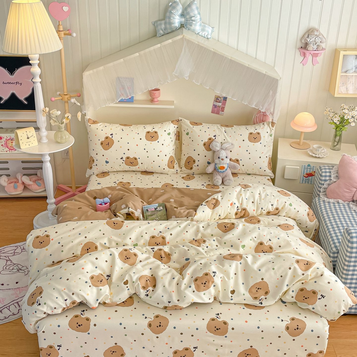 91家纺网 家纺一手货源 找家纺 寻米 2026新款春夏全棉13070印花四件套单品系列-单被套 小熊软糖