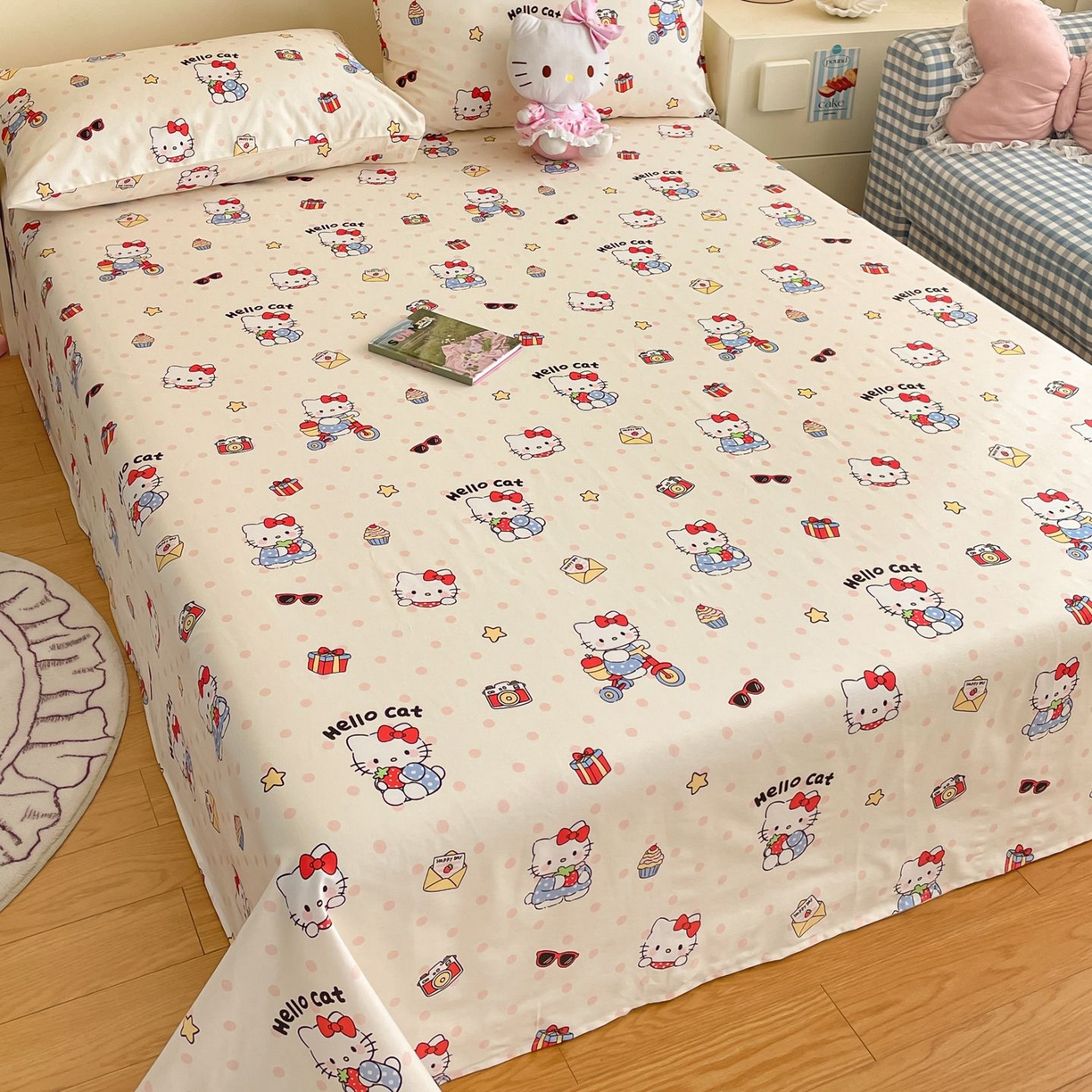 91家纺网 家纺一手货源 找家纺 寻米 2026新款春夏全棉13070印花四件套单品系列-单被套 快乐小喵