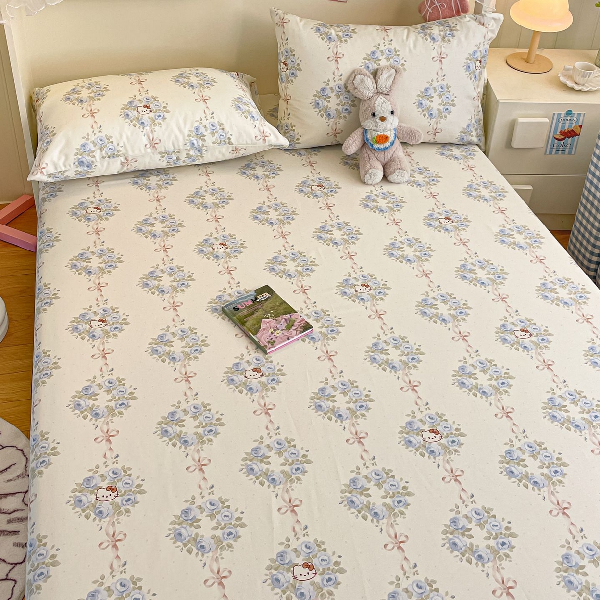 91家纺网 家纺一手货源 找家纺 寻米 2026新款春夏全棉13070印花四件套单品系列-单被套 花园凯蒂