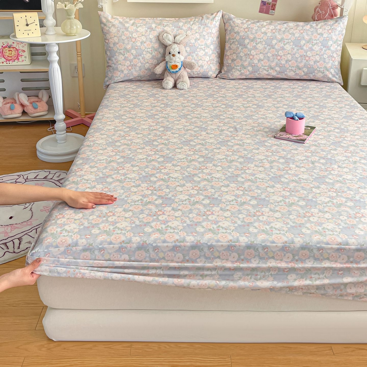 91家纺网 家纺一手货源 找家纺 寻米 2026新款春夏全棉13070印花四件套单品系列-单被套 繁花-粉