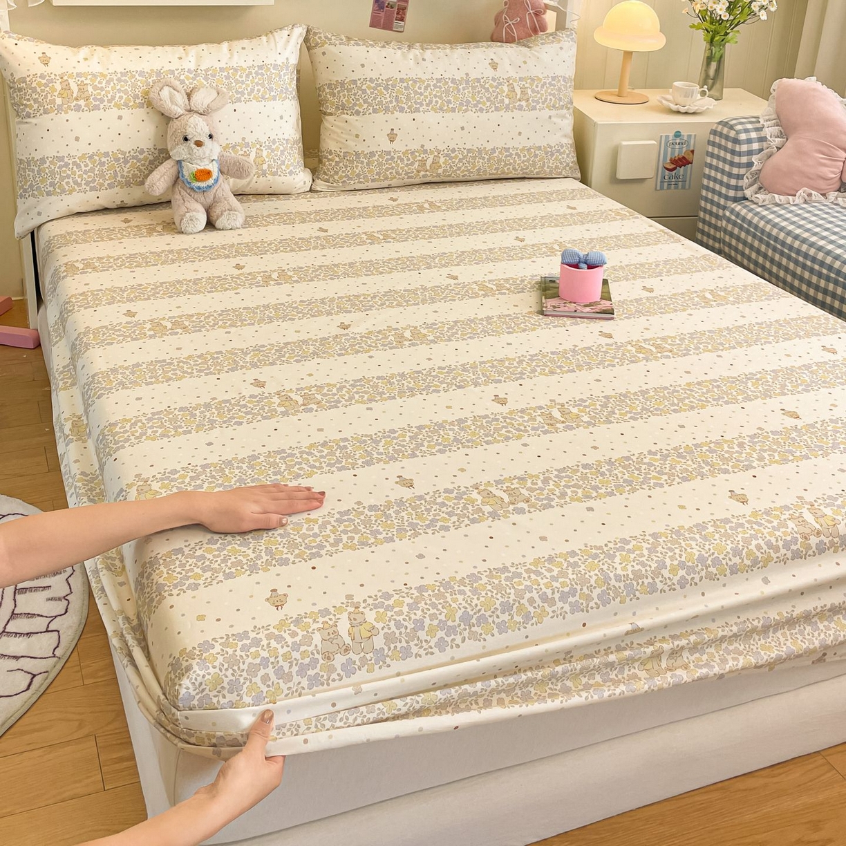 91家纺网 家纺一手货源 找家纺 寻米 2026新款春夏全棉13070印花四件套单品系列-单被套 小熊温蒂