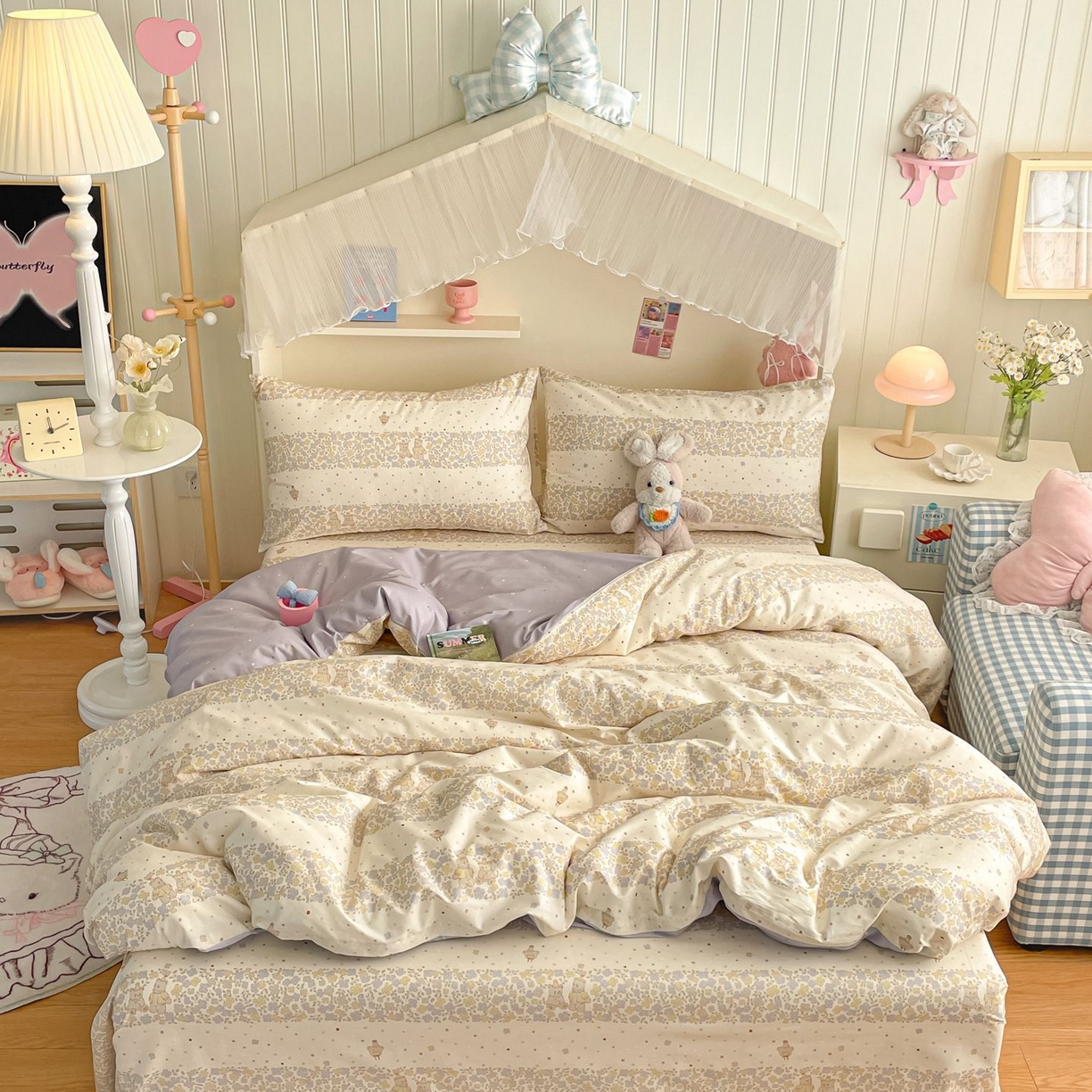 91家纺网 家纺一手货源 找家纺 寻米 2026新款春夏全棉13070印花四件套单品系列-单被套 小熊温蒂