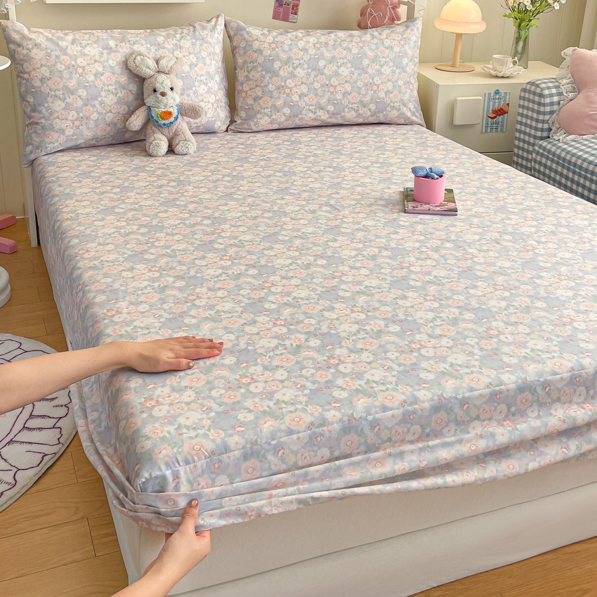 91家纺网 家纺一手货源 找家纺 寻米 2026新款春夏全棉13070印花四件套单品系列-单被套 繁花-粉