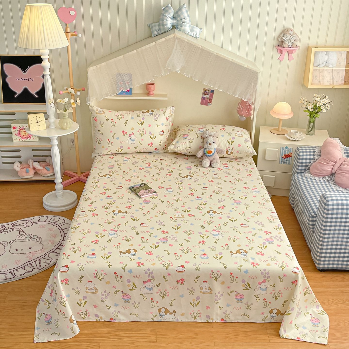 91家纺网 家纺一手货源 找家纺 寻米 2026新款春夏全棉13070印花四件套单品系列-单被套 花园小狗