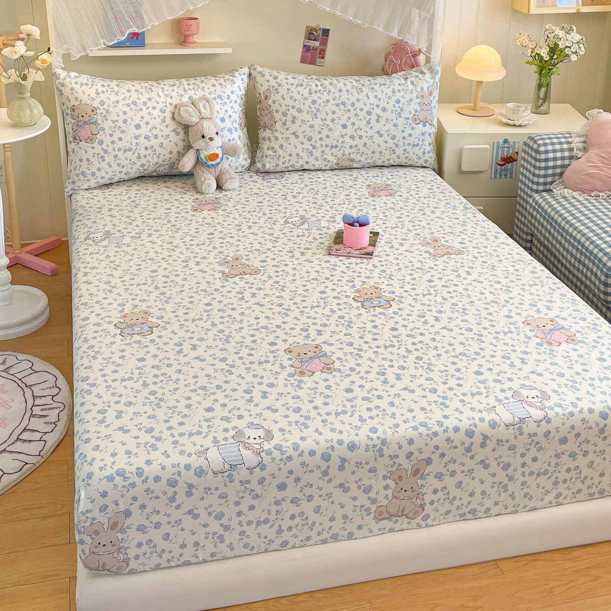 91家纺网 家纺一手货源 找家纺 寻米 2026新款春夏全棉13070印花四件套单品系列-单被套 甜梦小熊