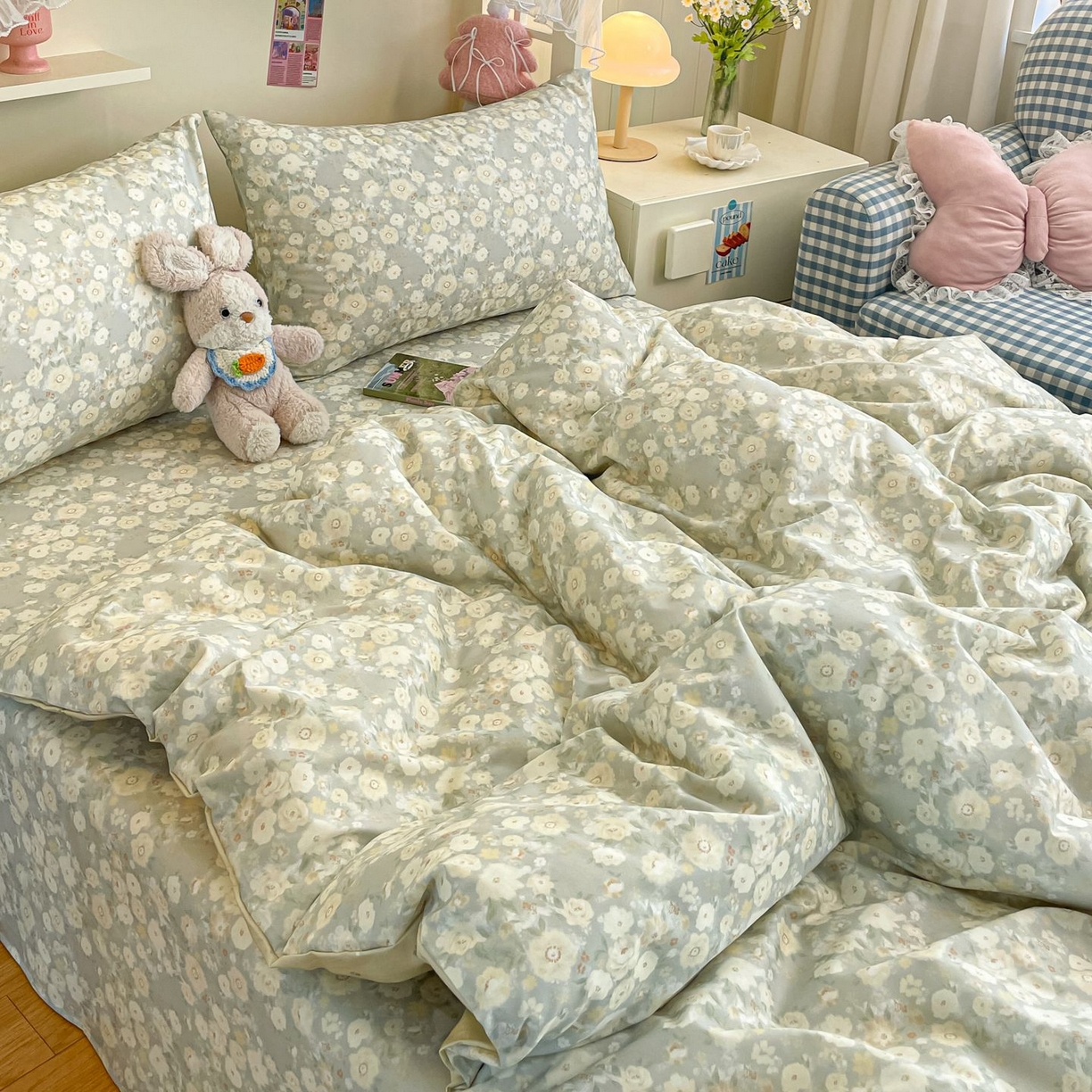 91家纺网 家纺一手货源 找家纺 寻米 2026新款春夏全棉13070印花四件套单品系列-单被套 繁花-绿