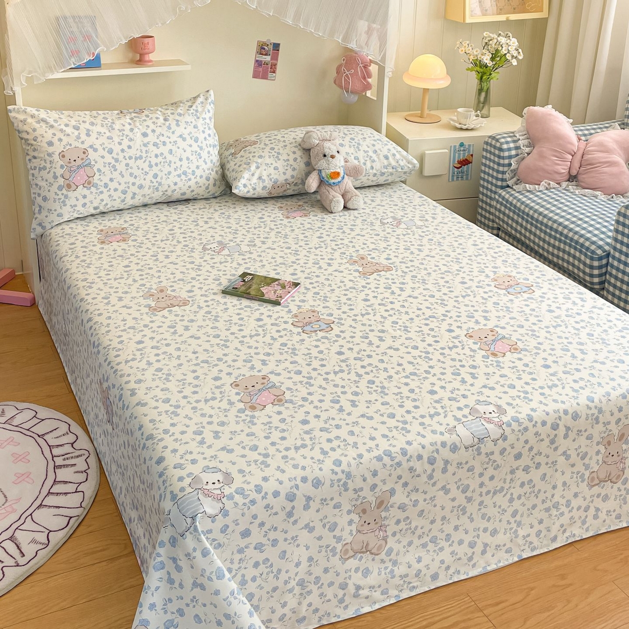 91家纺网 家纺一手货源 找家纺 寻米 2026新款春夏全棉13070印花四件套单品系列-单被套 甜梦小熊