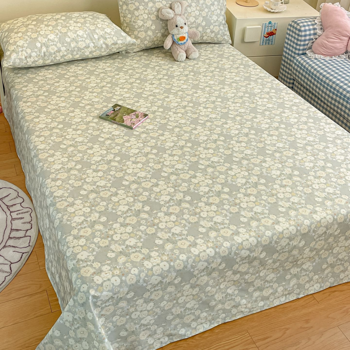 91家纺网 家纺一手货源 找家纺 寻米 2026新款春夏全棉13070印花四件套单品系列-单被套 繁花-绿