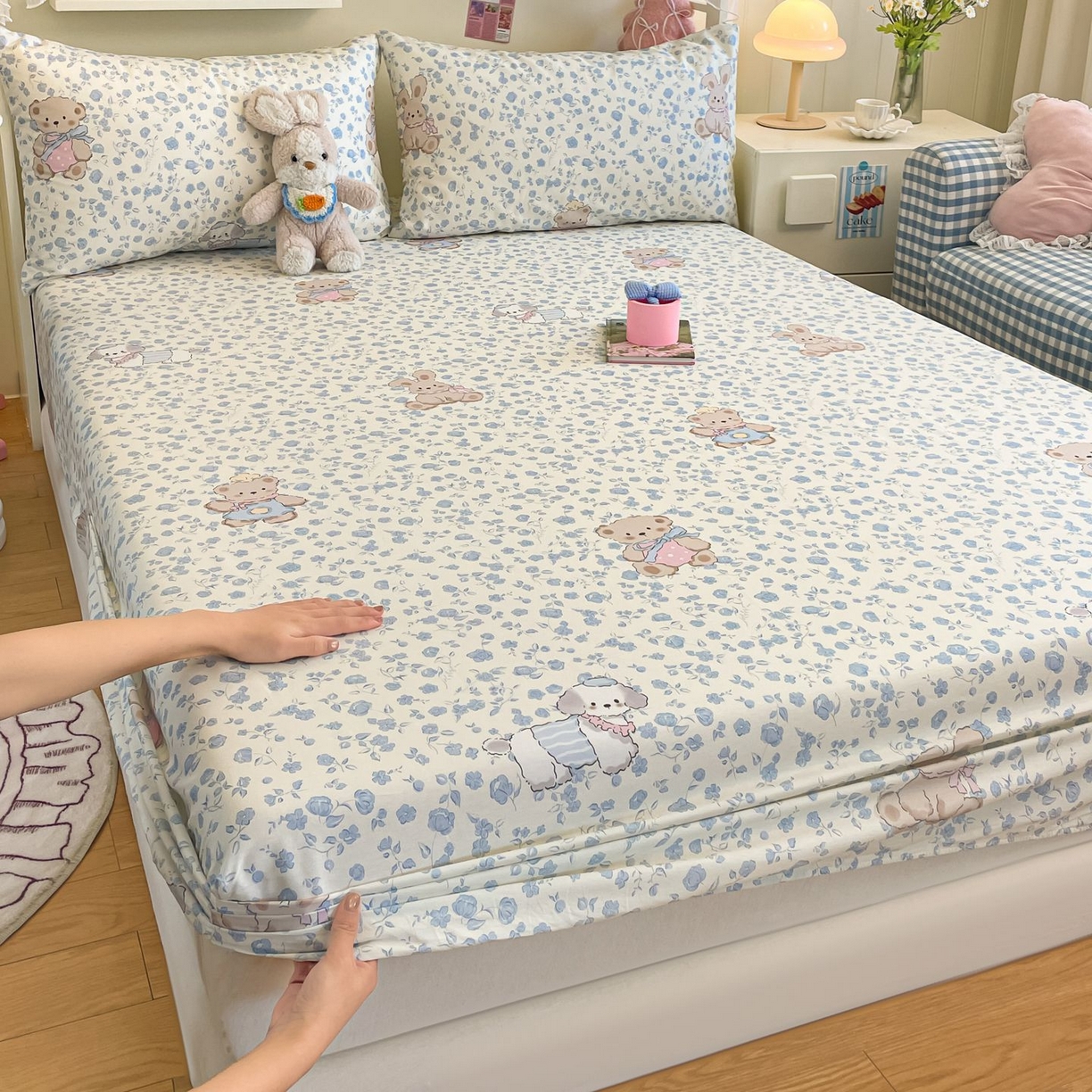 91家纺网 家纺一手货源 找家纺 寻米 2026新款春夏全棉13070印花四件套单品系列-单被套 甜梦小熊