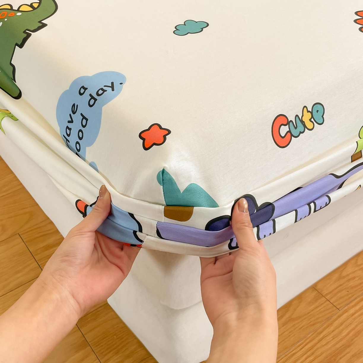 91家纺网 家纺一手货源 找家纺 寻米 2026新款春夏全棉13070印花四件套单品系列-单被套 恐龙乐园