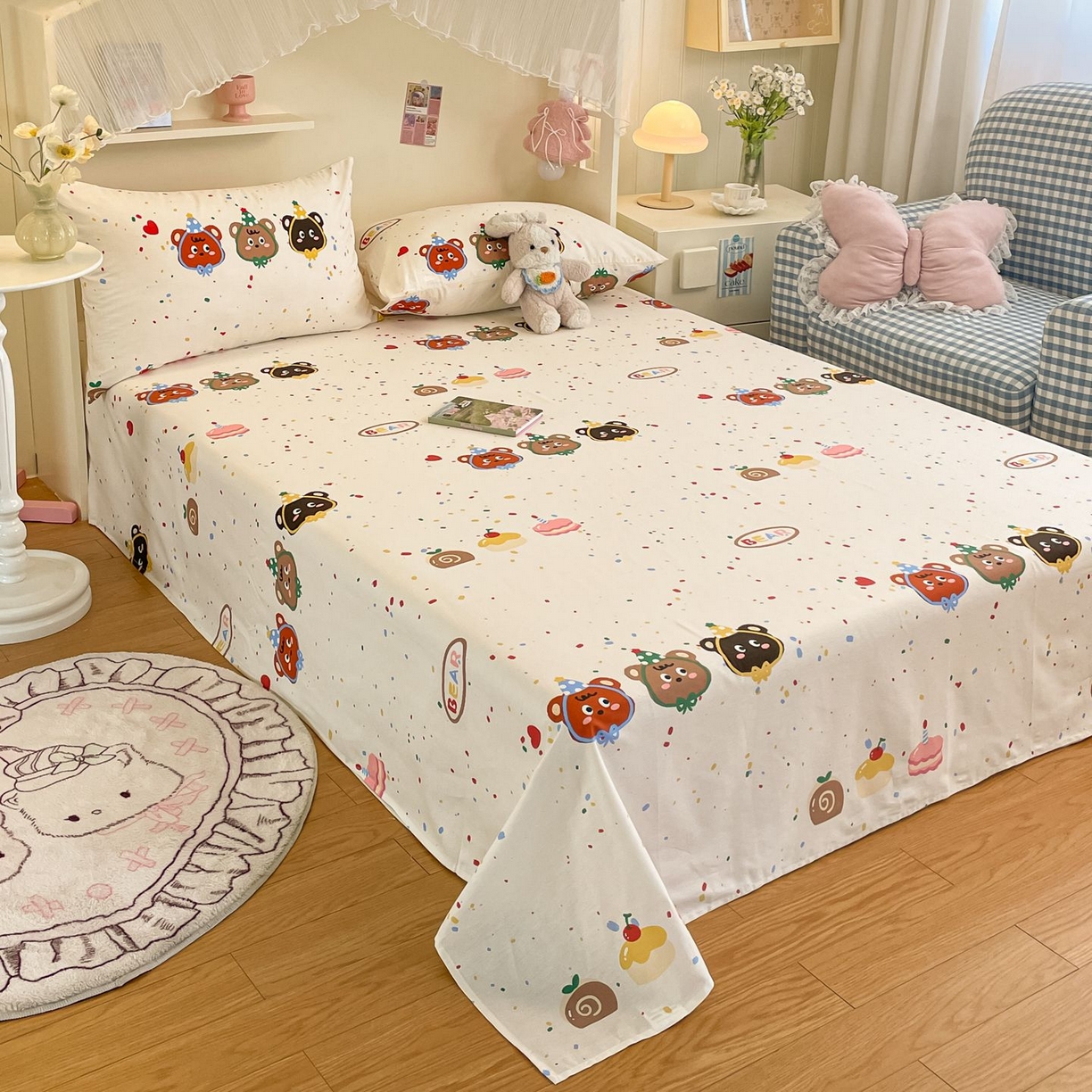 91家纺网 家纺一手货源 找家纺 寻米 2026新款春夏全棉13070印花四件套单品系列-单被套 快乐熊仔