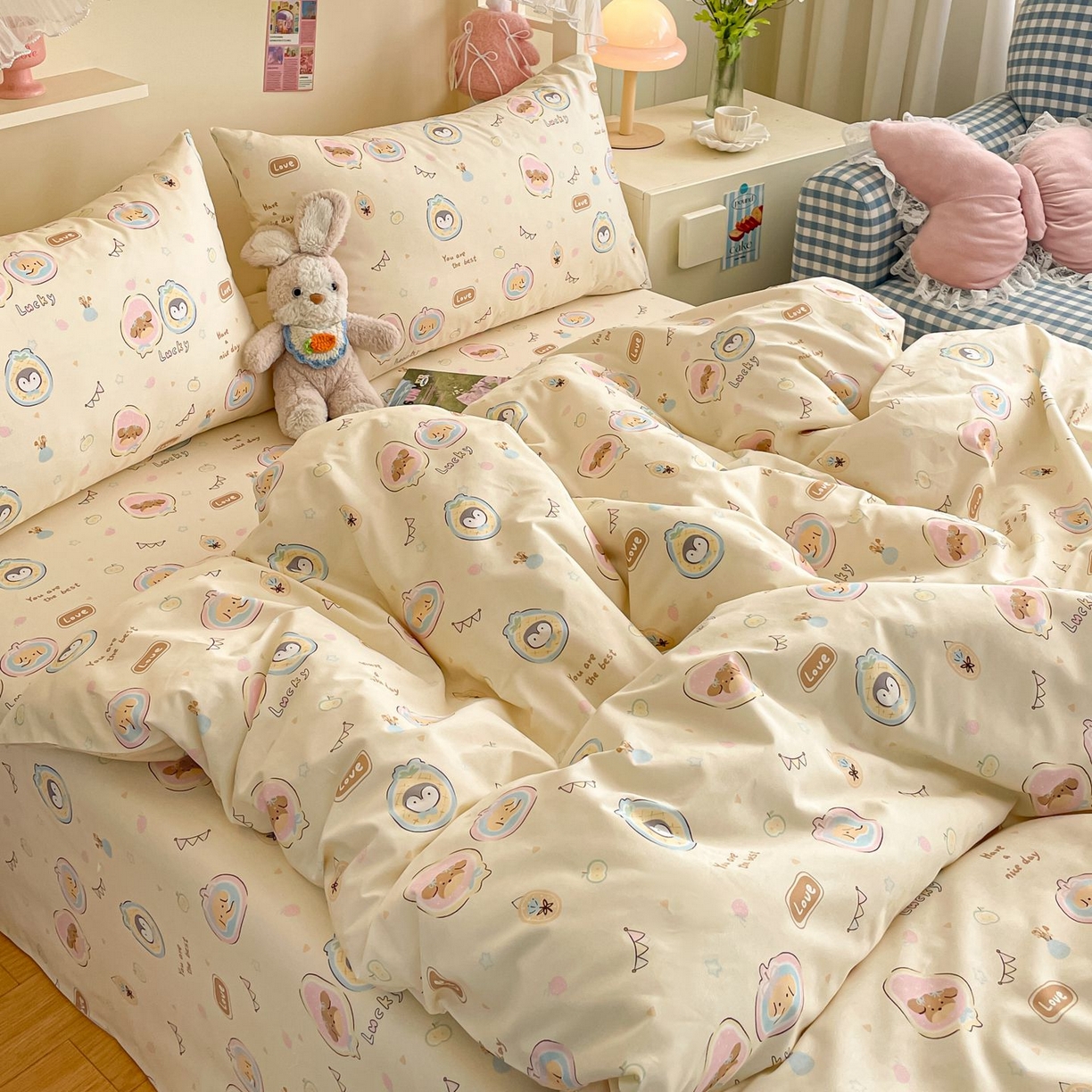 91家纺网 家纺一手货源 找家纺 寻米 2026新款春夏全棉13070印花四件套单品系列-单被套 奇妙动物园