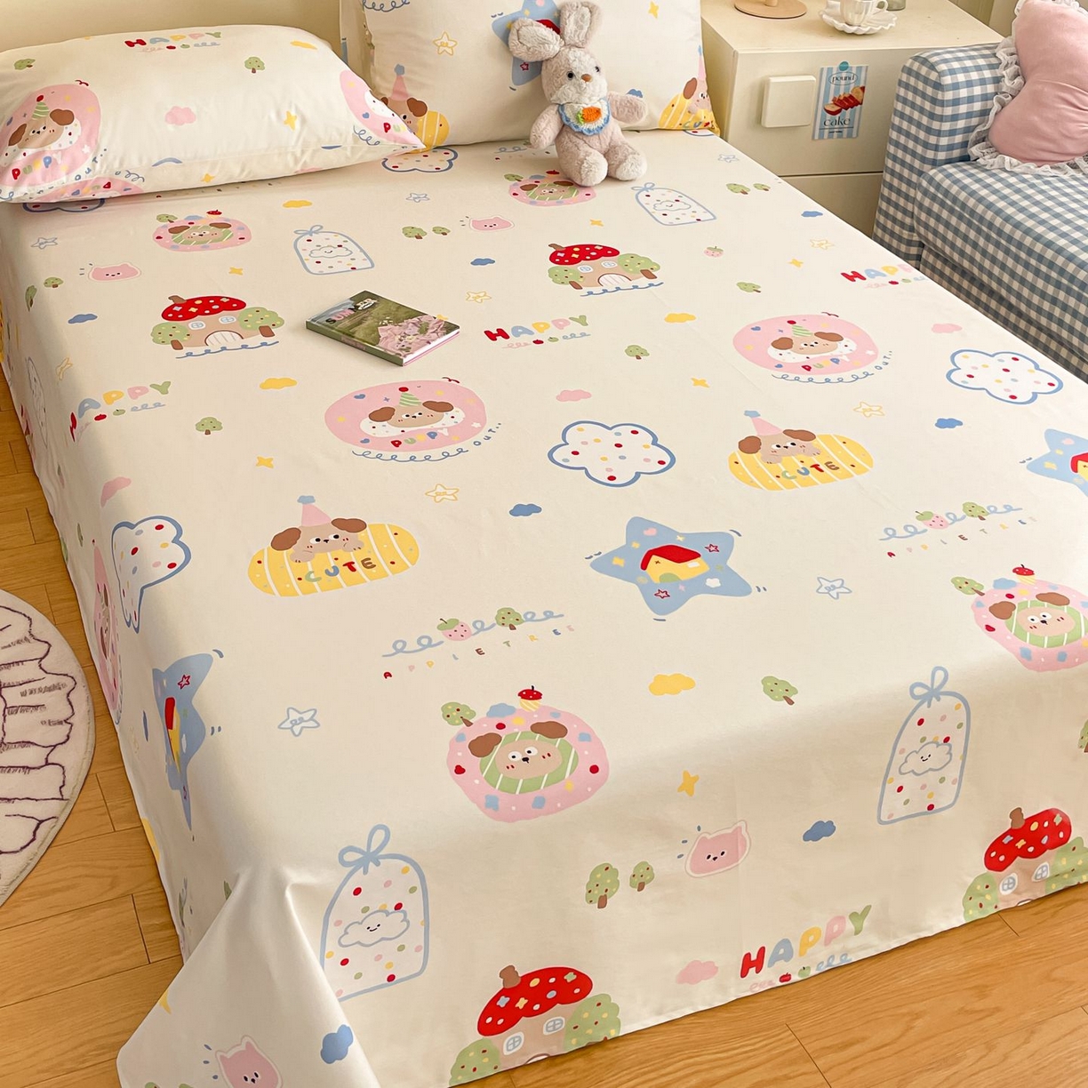 91家纺网 家纺一手货源 找家纺 寻米 2026新款春夏全棉13070印花四件套单品系列-单被套 香草泡芙