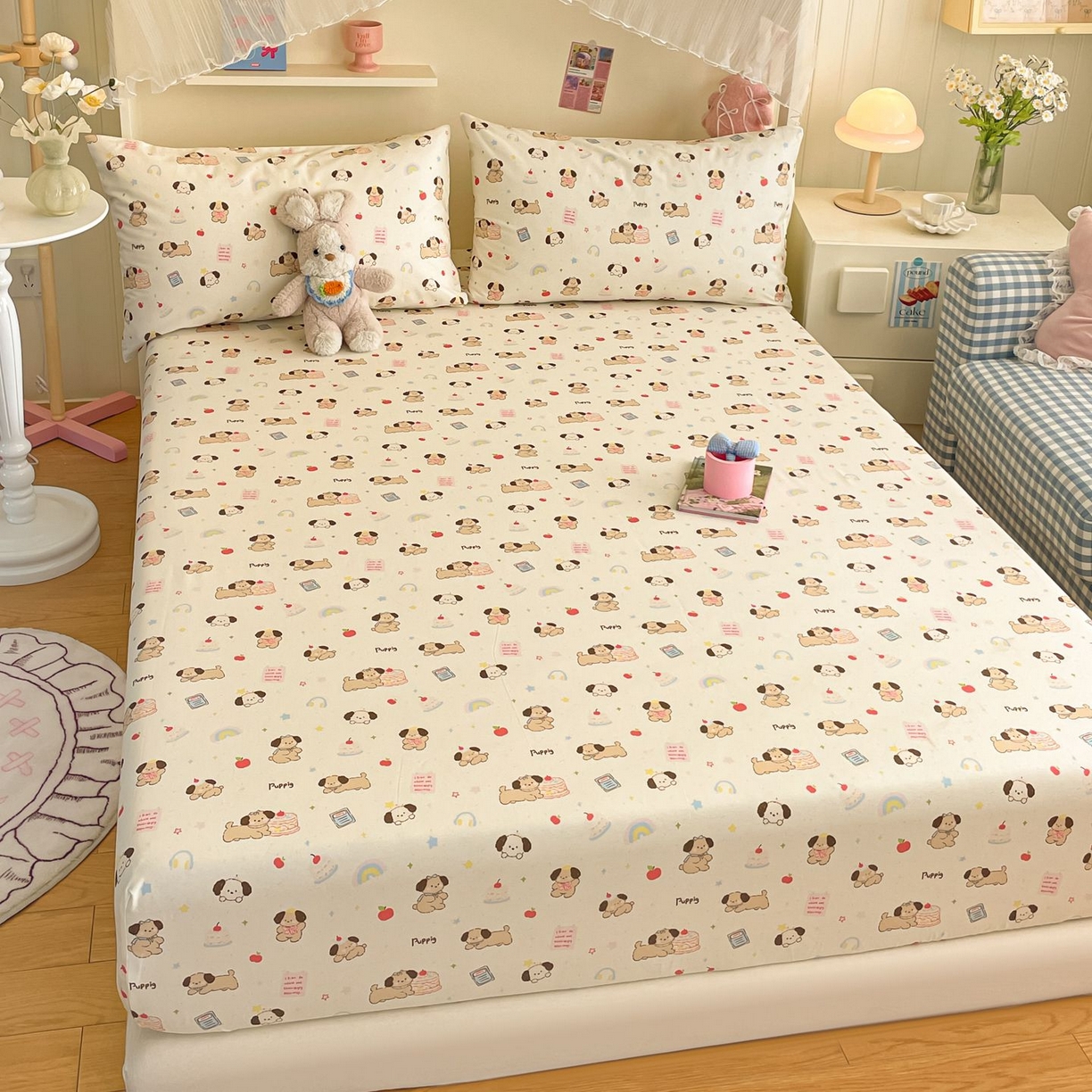 91家纺网 家纺一手货源 找家纺 寻米 2026新款春夏全棉13070印花四件套单品系列-单被套 奶酪小狗