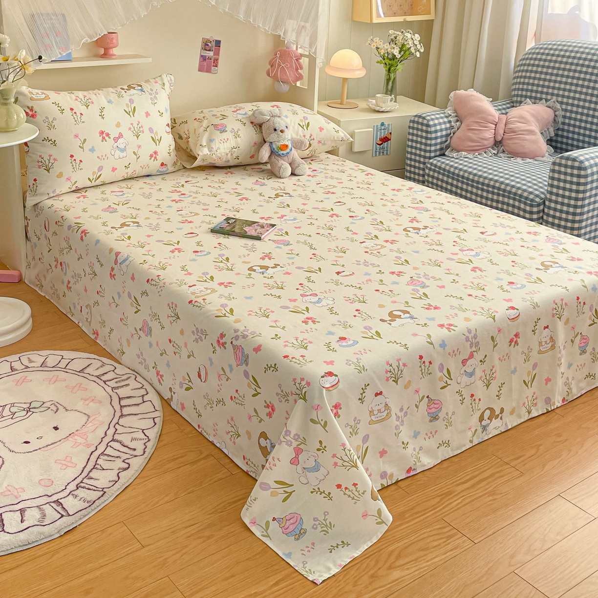 91家纺网 家纺一手货源 找家纺 寻米 2026新款春夏全棉13070印花四件套单品系列-单被套 花园小狗