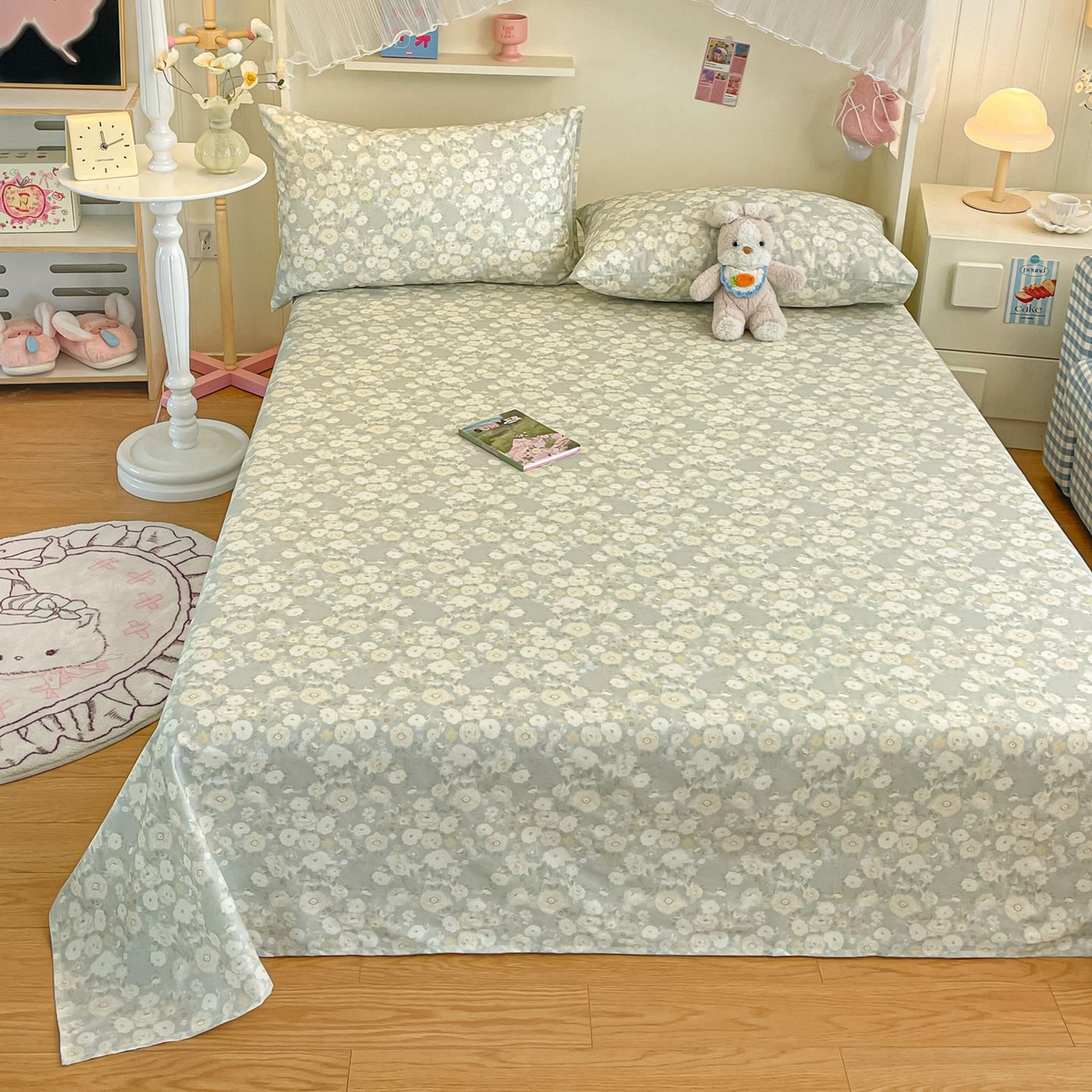 91家纺网 家纺一手货源 找家纺 寻米 2026新款春夏全棉13070印花四件套单品系列-单被套 繁花-绿