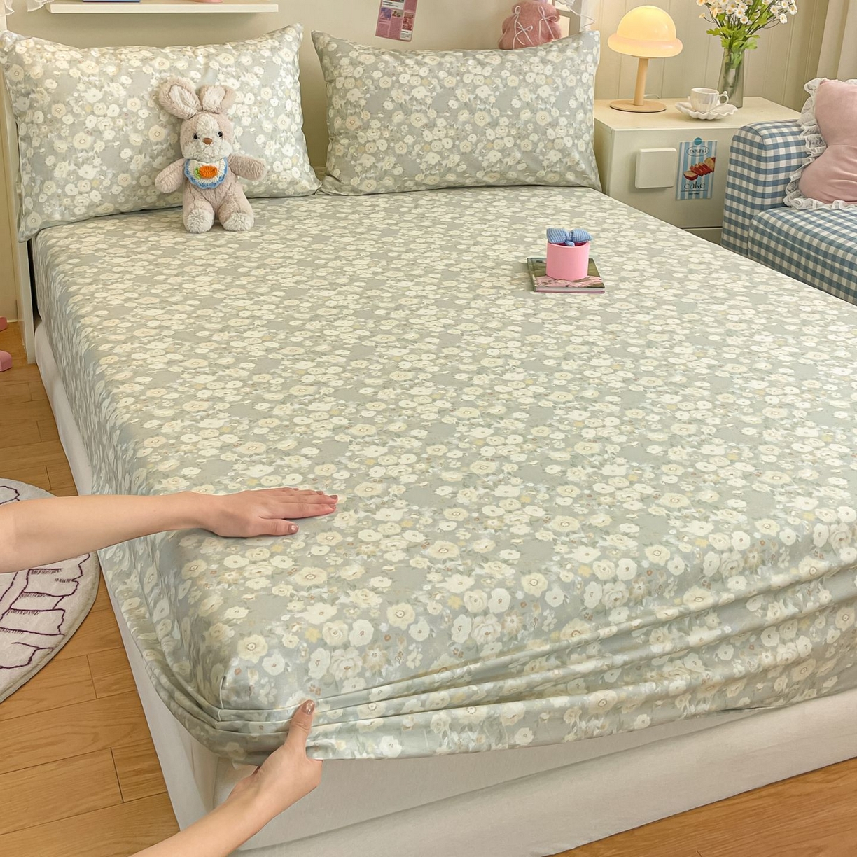 91家纺网 家纺一手货源 找家纺 寻米 2026新款春夏全棉13070印花四件套单品系列-单被套 繁花-绿