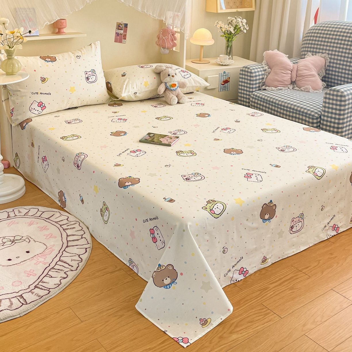 91家纺网 家纺一手货源 找家纺 寻米 2026新款春夏全棉13070印花四件套单品系列-单被套 甜豆星球