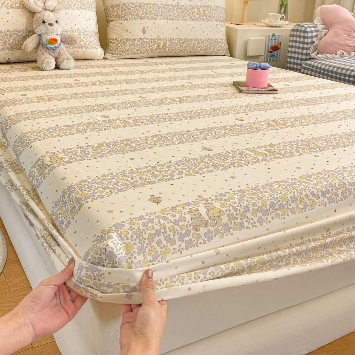 91家纺网 家纺一手货源 找家纺 寻米 2026新款春夏全棉13070印花四件套单品系列-单被套 小熊温蒂