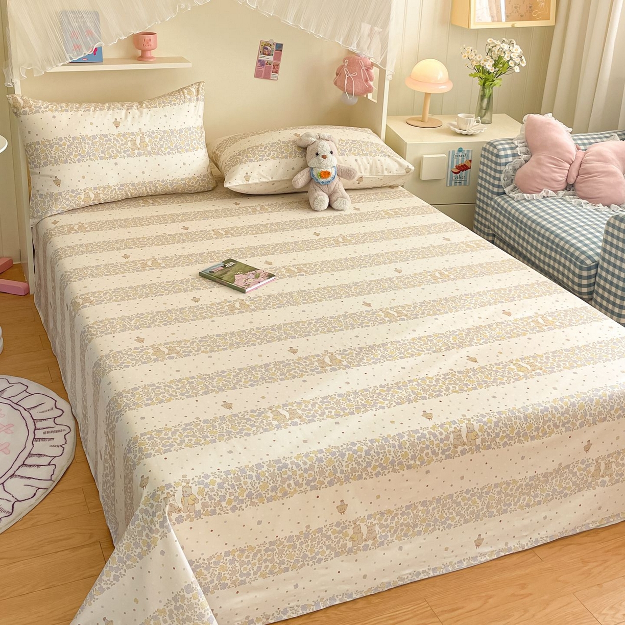 91家纺网 家纺一手货源 找家纺 寻米 2026新款春夏全棉13070印花四件套单品系列-单被套 小熊温蒂