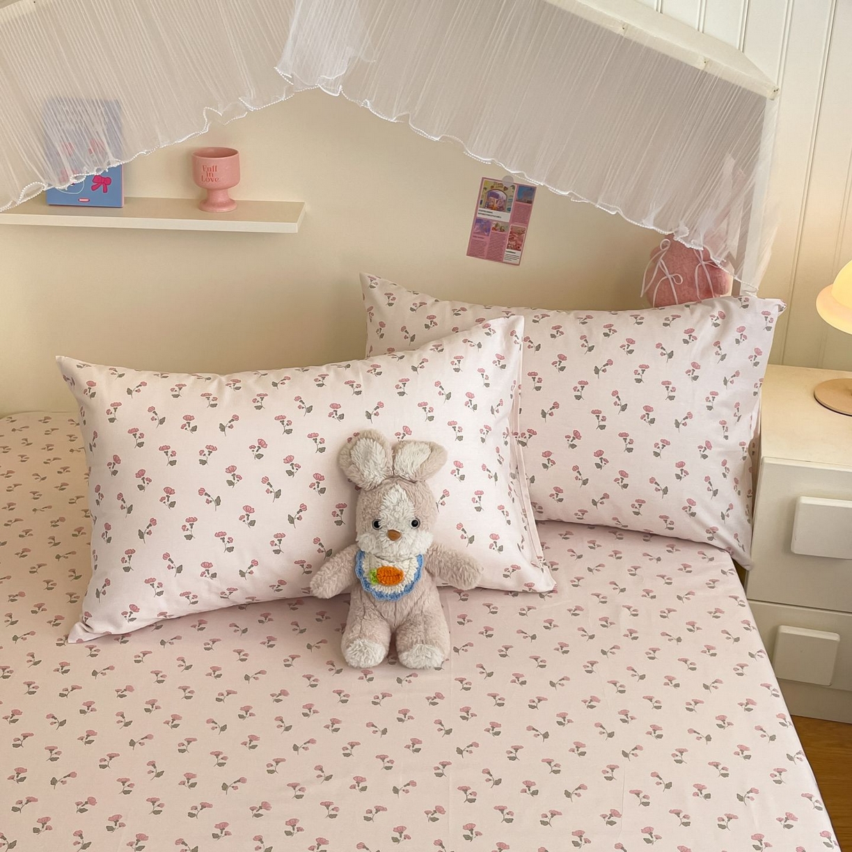 寻米 2026新款春夏全棉13070印花四件套单品系列-单枕套 花漾