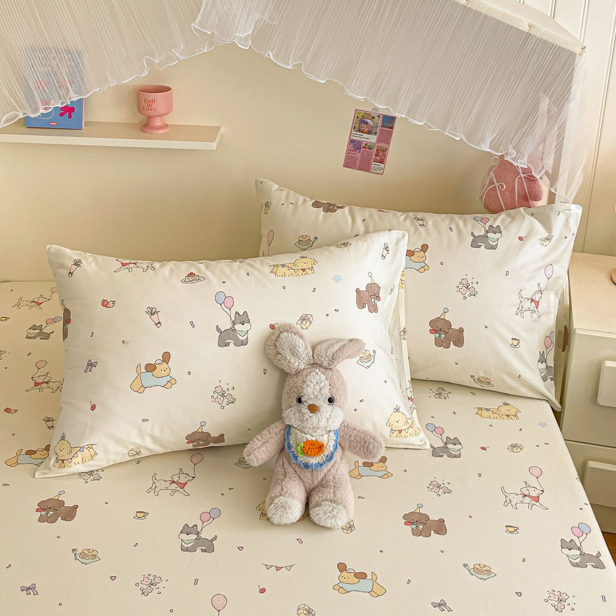 寻米 2026新款春夏全棉13070印花四件套单品系列-单枕套 理查的小伙伴