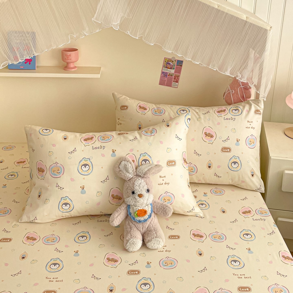 寻米 2026新款春夏全棉13070印花四件套单品系列-单枕套 奇妙动物园