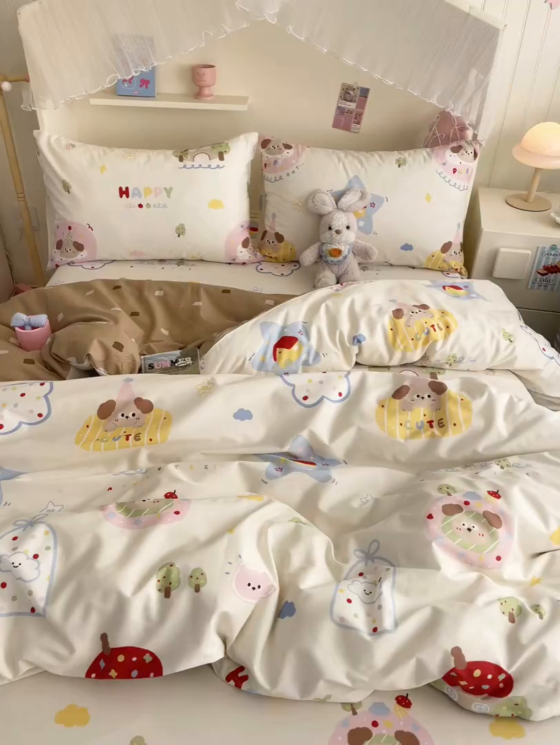 91家纺网 家纺一手货源 找家纺 寻米 2026新款春夏全棉13070印花四件套单品系列-单枕套 香草泡芙