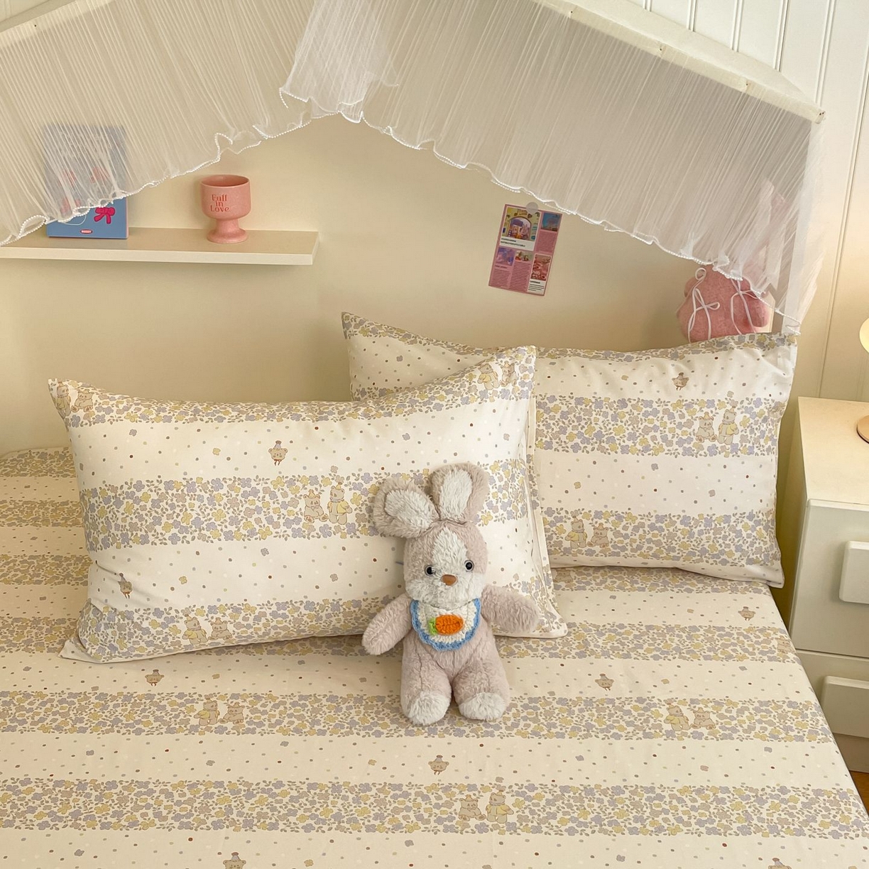 寻米 2026新款春夏全棉13070印花四件套单品系列-单枕套 小熊温蒂