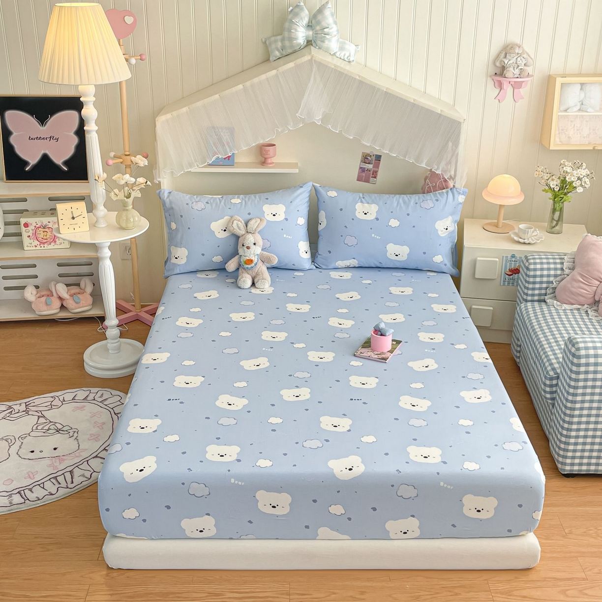 91家纺网 家纺一手货源 找家纺 寻米 2026新款春夏全棉13070印花四件套单品系列-四件套 云朵小熊