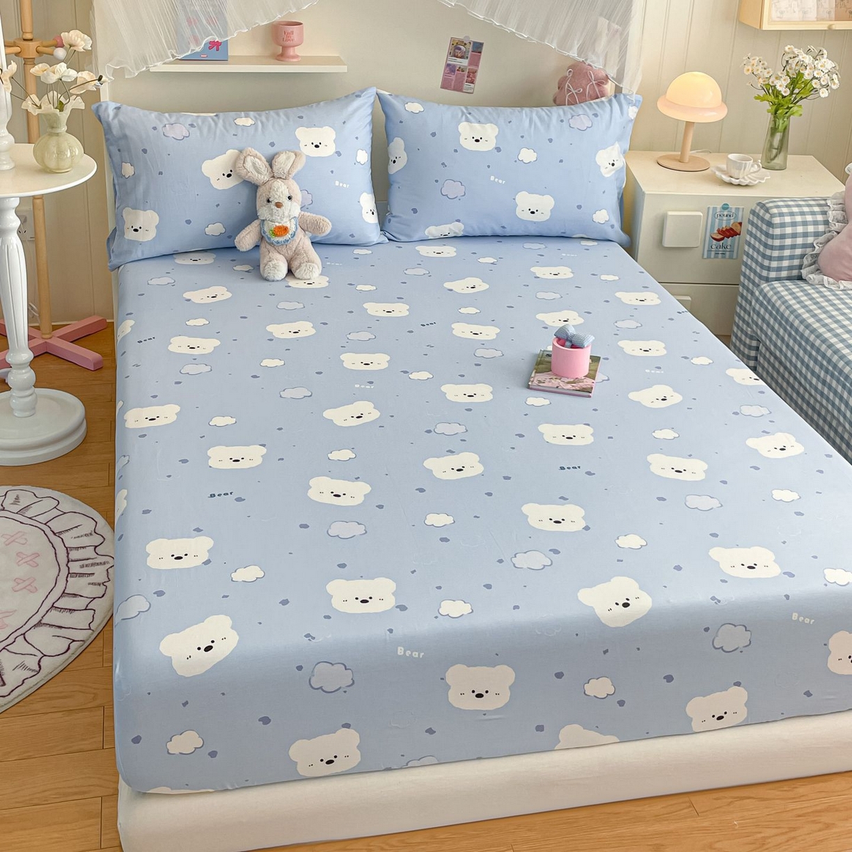 91家纺网 家纺一手货源 找家纺 寻米 2026新款春夏全棉13070印花四件套单品系列-四件套 云朵小熊