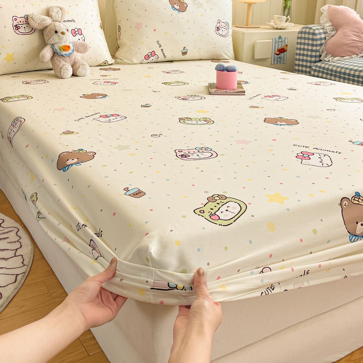 91家纺网 家纺一手货源 找家纺 寻米 2026新款春夏全棉13070印花四件套单品系列-四件套 甜豆星球