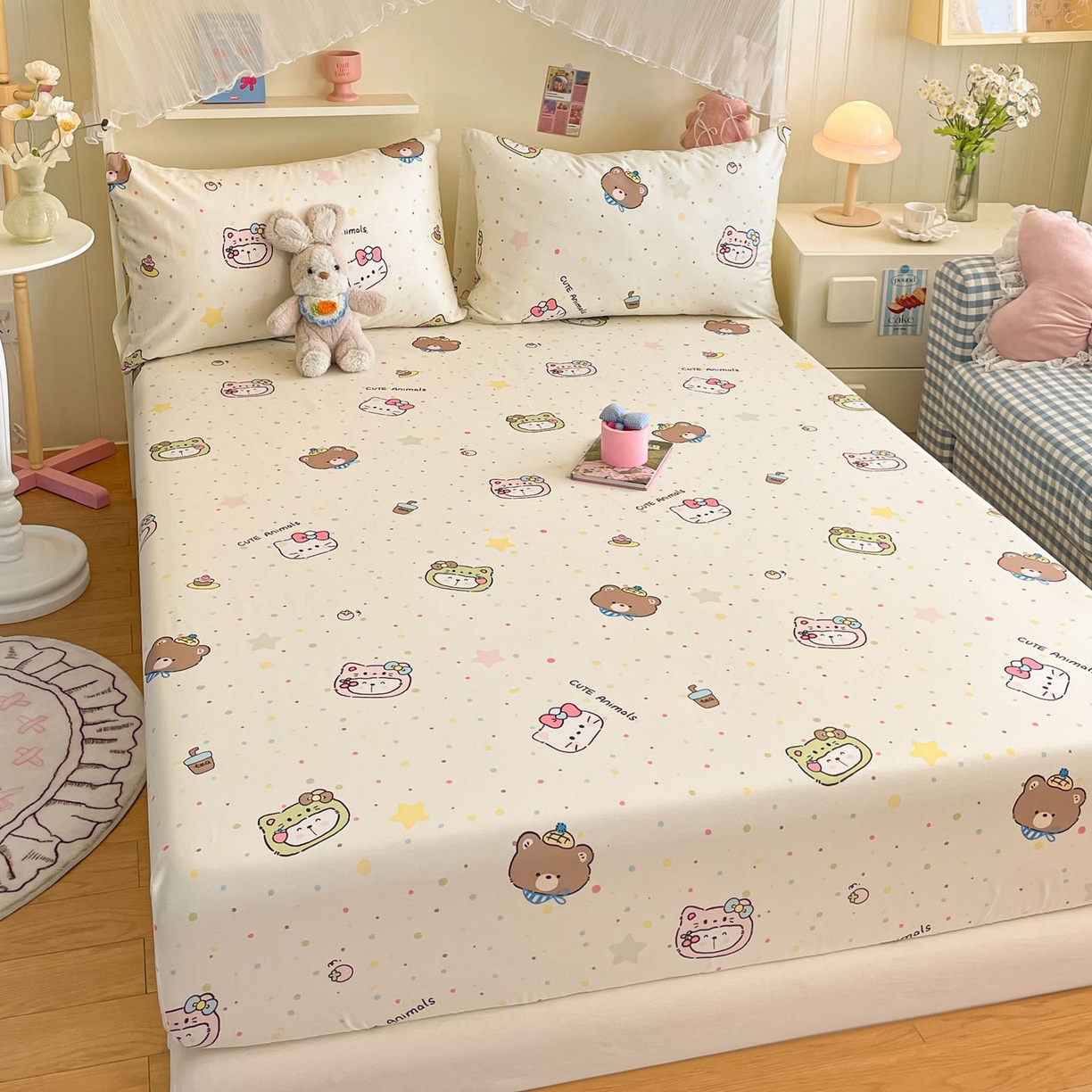 91家纺网 家纺一手货源 找家纺 寻米 2026新款春夏全棉13070印花四件套单品系列-四件套 甜豆星球