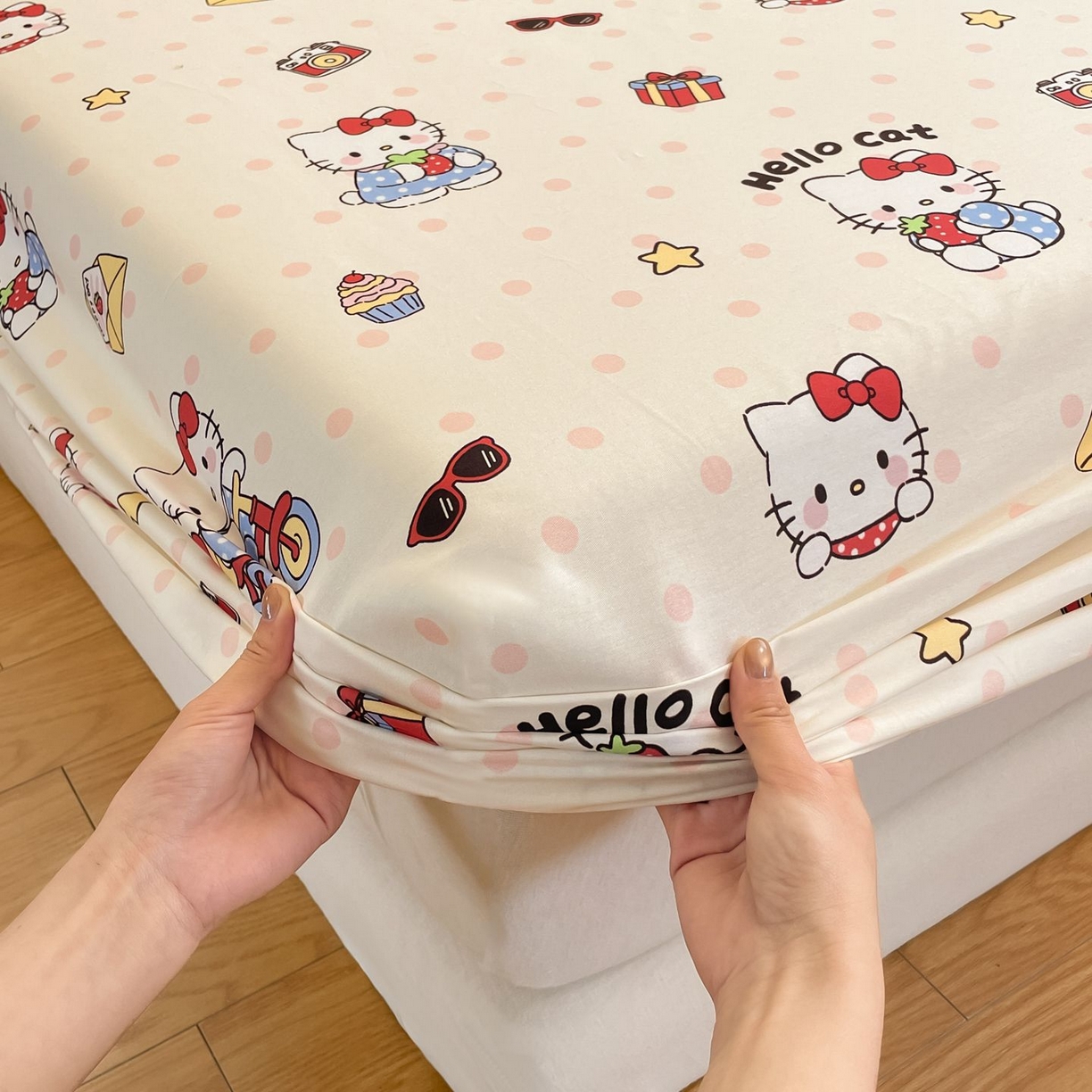 91家纺网 家纺一手货源 找家纺 寻米 2026新款春夏全棉13070印花四件套单品系列-四件套 快乐小喵